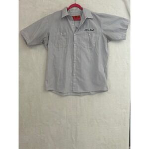 Red Kap Von Hot Rod Speed Equipment Pinstripe Work Shirt Mens XL Short Sleeve